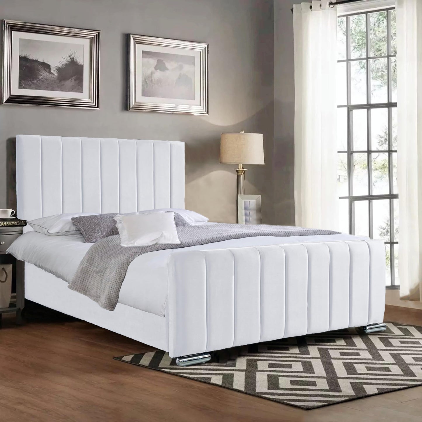 High Quality Luxe Wood Panel Line Bed with semi firm mattress