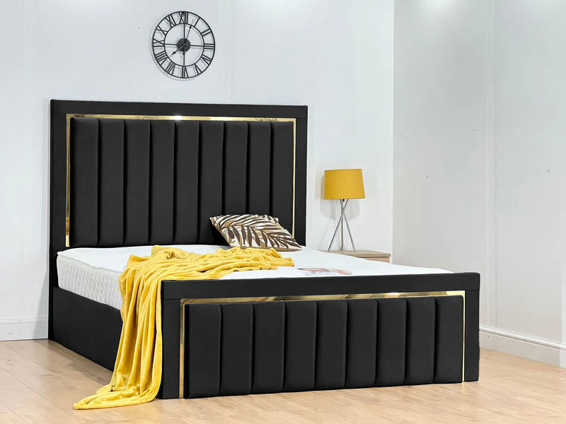 High Quality Luxe Wood Golden wave Bed with semi firm mattress