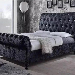 High Quality Luxe Wood Sleigh Bed with semi firm mattress