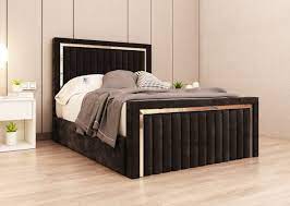 High Quality Luxe Wood Golden wave Bed with semi firm mattress